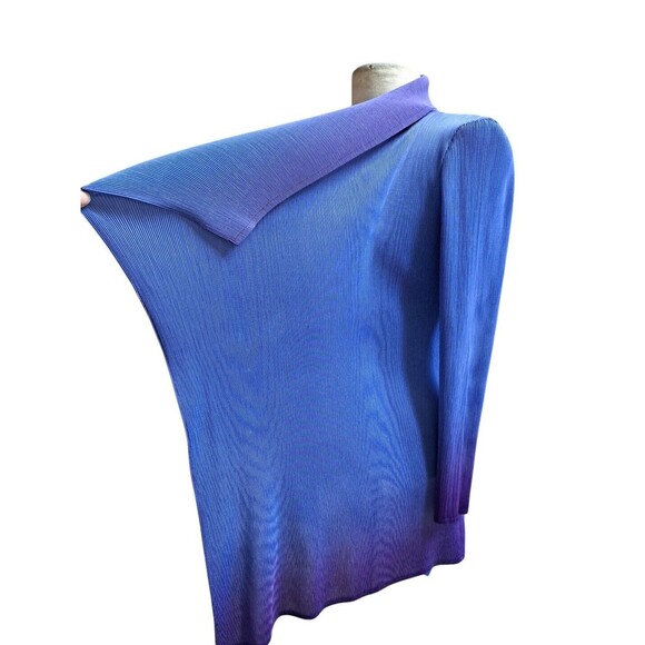 Vivian Shyu Textured Kimono Top Women S M Shawl Collar Long Sleeve Purple Retro - Picture 6 of 10